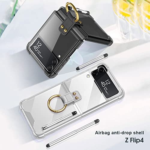 Liulanz For Samsung Galaxy Z Flip 4 Clear Case With Pen And Ring,Ultra Thin Transparent Anti-Fall Phone Protective Cover For Samsung Galaxy Z Flip 4 5G (Clear) #TOP4