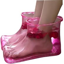 1 Pair Plastic Foot Soaking Shoes Thermal Massage Foot Bath Shoes Water Saving Foot Basin Leakproof & Wearable Foot Soaking Shoes for Pedicure Foot Spa,Light Red