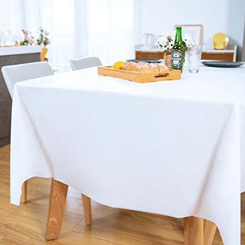 Plastic Table Cloth For Parties, Disposable Tablecloth 54" X 108", Pack Of 6, White Rectangle #TOP4