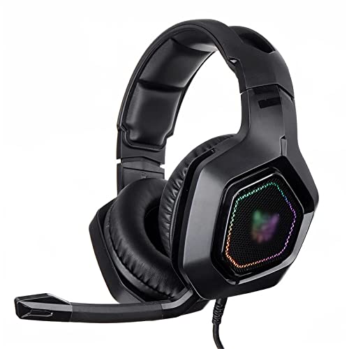 Casque de Jeu 7.1 Casque De Jeu De Canal avec Le Casque De Basse Surround Virtuel MIC DIRIGÉ Lumières USB Interface Casque de Jeu avec Son Surround 3D (Couleur : Black, Size : One Size) Cover