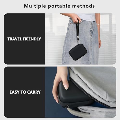 Image of Camera Case for Canon PowerShot ELPH 360 HS A, IXY 650 /ELPH 360 Camera Protective Case Storage Holder Travel Bag with Wrist Strap, Mesh Pocket for Battery Pack, USB Cable, Black