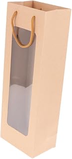 CIYODO 12Piezas Bolsa De Kraft con Ventana Transparente Portabotellas para Fiestas Color Marrón