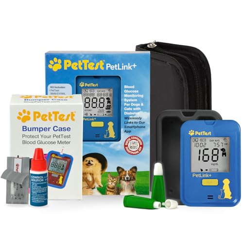 PetLink Beginner Pet Glucose Monitoring Kit & Black Bumper Case for Dogs & Cats, with PetLink Glucose Meter, Silicone Case, Test Strips, Safety Lancets & More
