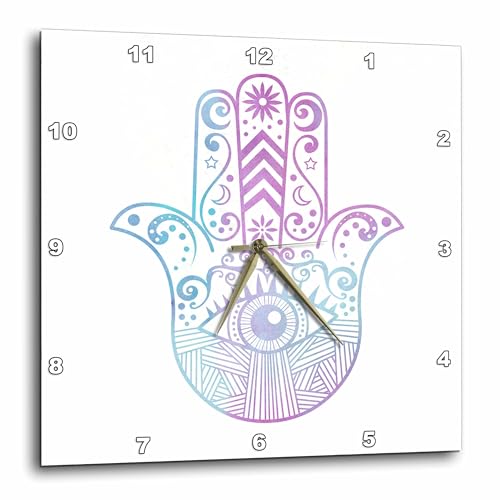 Horloge murale main de hamsa violette design aquarelle moderne