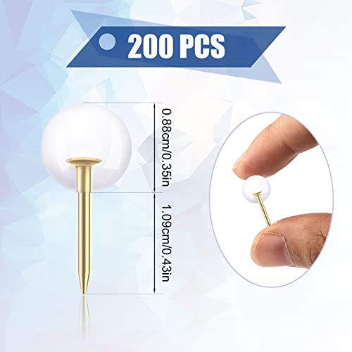 Aiex 200Pcs Round Push Pins, Clear Thumb Tacks Round Head With Storage Box Gold Ball Push Pins For Daily Study Office Data Storage Organizing Files #TOP1