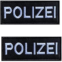 Heiorpai 2Pcs Germany Polizei Patch Embroidered Decorative Hook and Loop Fasteners Backing Patch