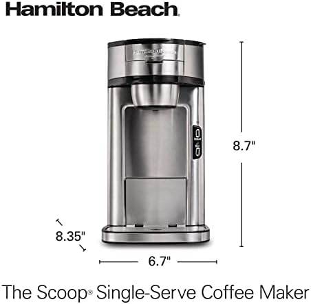 Hamilton Beach 49981-SAU Scoop Single Serve Coffee Maker, Stainless Steel, 1200 W