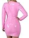 RINTONIX Womens Sexy Deep V Neck Faux Leather Club Dress Long Sleeve Wet Look Bodycon Party Dress Zip Up Clubwear Dress(PI-XL) Pink