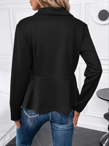 Image of Leriya Fashion Peplum Zip-Up Jacket for Women Summer Wear | Long Sleeve Collared Slim Fit Summer Jacket for Women Stylish | Top with Front Zipper Closure | Stylish Waist Flare| Casual and Office Wear