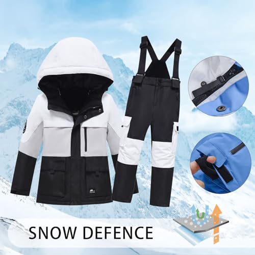 Boys Girls 2 Piece Snowsuit Ski Jacket Snow Bib Ski Pants Overalls Kids Windproof Thick Hooded Snow Coat3