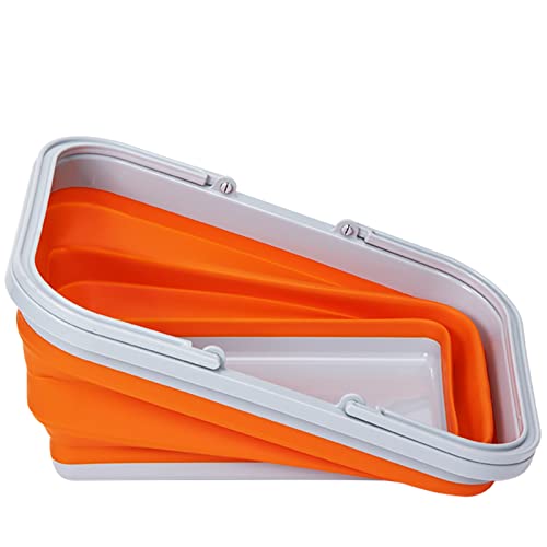 Autodeco 3 Pack Collapsible Sink With Handle Towel, 2.37 Gal / 9L Foldable Wash Basin For Washing Dishes, Camping, Hiking And Home 2 Orange&1 Yellow #TOP3