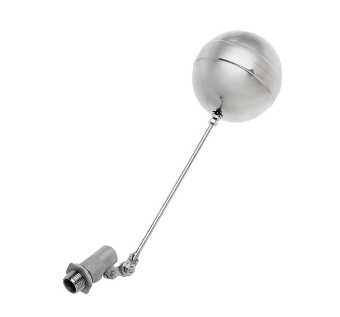 Stainless Steel Float Sensor Valve for Water Tank - DN15 Male Thread Flow Control Valve, Adjustable Arm, 1PCS