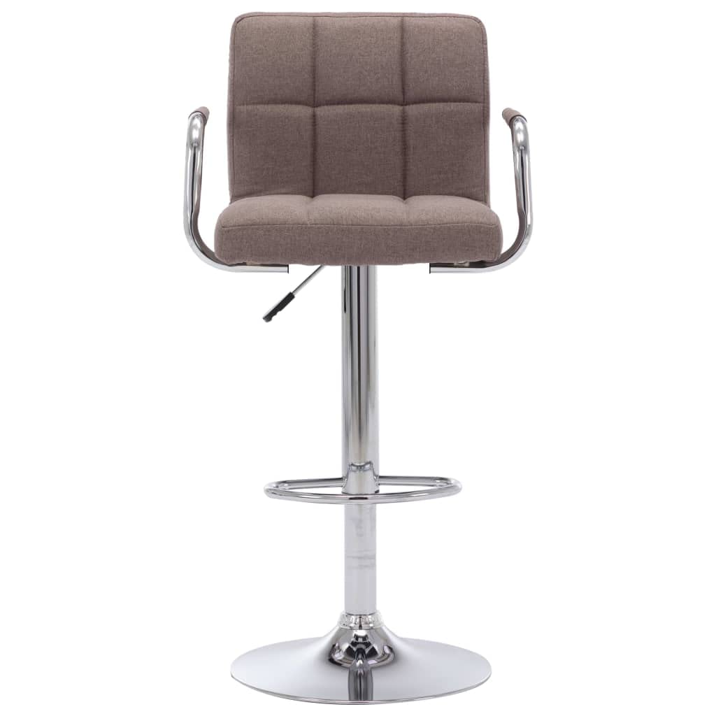 Taburete de bar de tela topo, moderno taburete regulable en altura con resorte de gas, silla de bar giratoria 360° con marco de acero cromado, reposapiés y acolchado para el mostrador de la
