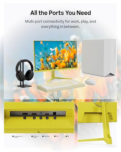 Image of Pixio PX249 Wave Yellow 24 inch 240Hz Refresh Rate FHD 1080p Resolution Fast IPS Panel 1ms GTG Response Time Built-in Speakers Gaming Monitor with Adaptive Sync