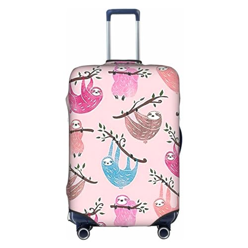 Housse de bagage pliable blanche XL motif paresseux pour valise de voyage