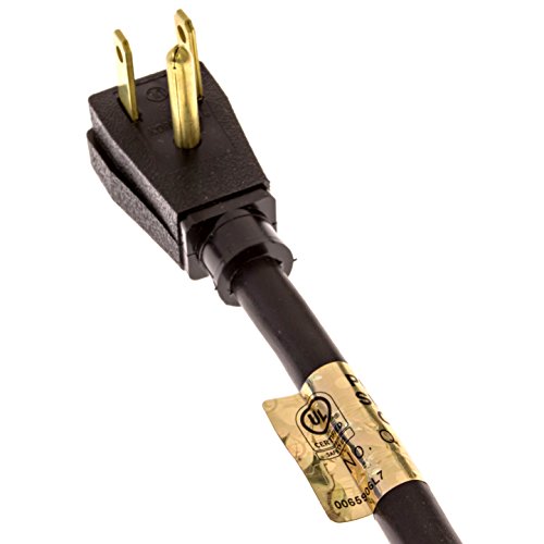 Kord King Usa Made Industrial Grade 3-Prong Sjt 14/3 Ul-Certified Replacement Power Supply Cord, 10 Ft Coiled With Right Angle Plug And Bare Ends (Black) #TOP4