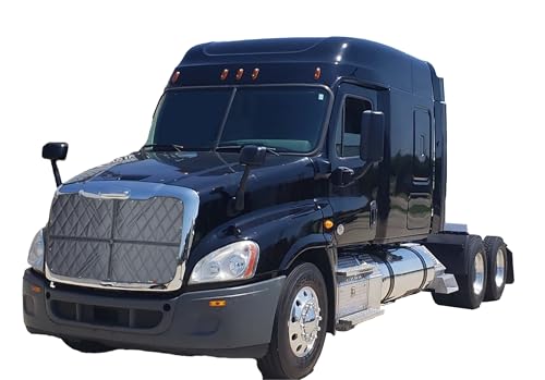 Image of Fits Freightliner Cascadia 2017 & Older (Check Picture #2 For Fitment) Winter Front Grille Cover With Upgraded Extreme Cold YKK Zipper (Includes Installation Kit)