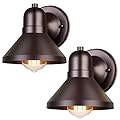 Brightever Outdoor Barn Wall Light Fixtures, 2-Pack Brown Exterior Wall Lantern, Waterproof Anti-Rust Wall Mount Lighting with E26 Socket, Small Outside Lights for House, Patio, Playhouse, Garage
