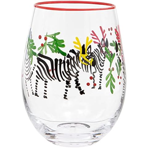 Maturi Hand Painted Zebra Wine Glass 530ml Cover
