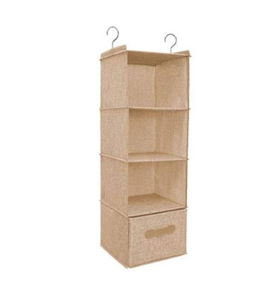 REYG Rangement Suspendu Organisateur De Rangement pour Penderie Chambre d'enfant Chambre à Coucher Bureau 4 Poches Gris,Beige