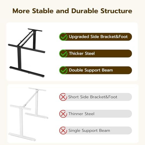 Image of Acrolix L Shaped Electric Standing Desk - 59x40 Inch Reversible Corner Sit Stand Desk with Hook&Cup Holder,Electric Height Adjustable Table,for Home Office Gaming Computer Desk, Rustic Brown