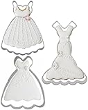 Large Size Dress Shaped Cookie Cutters Set of 3 pcs, Stainless Steel Fondant Cutters: Sleeveless Mer