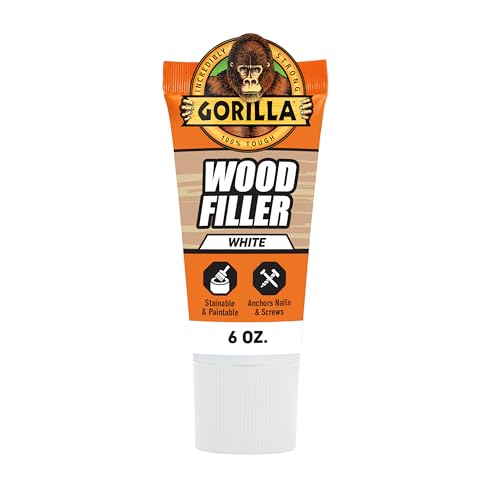 Gorilla All Purpose Wood Filler, White Wood Filler, 6 Ounce