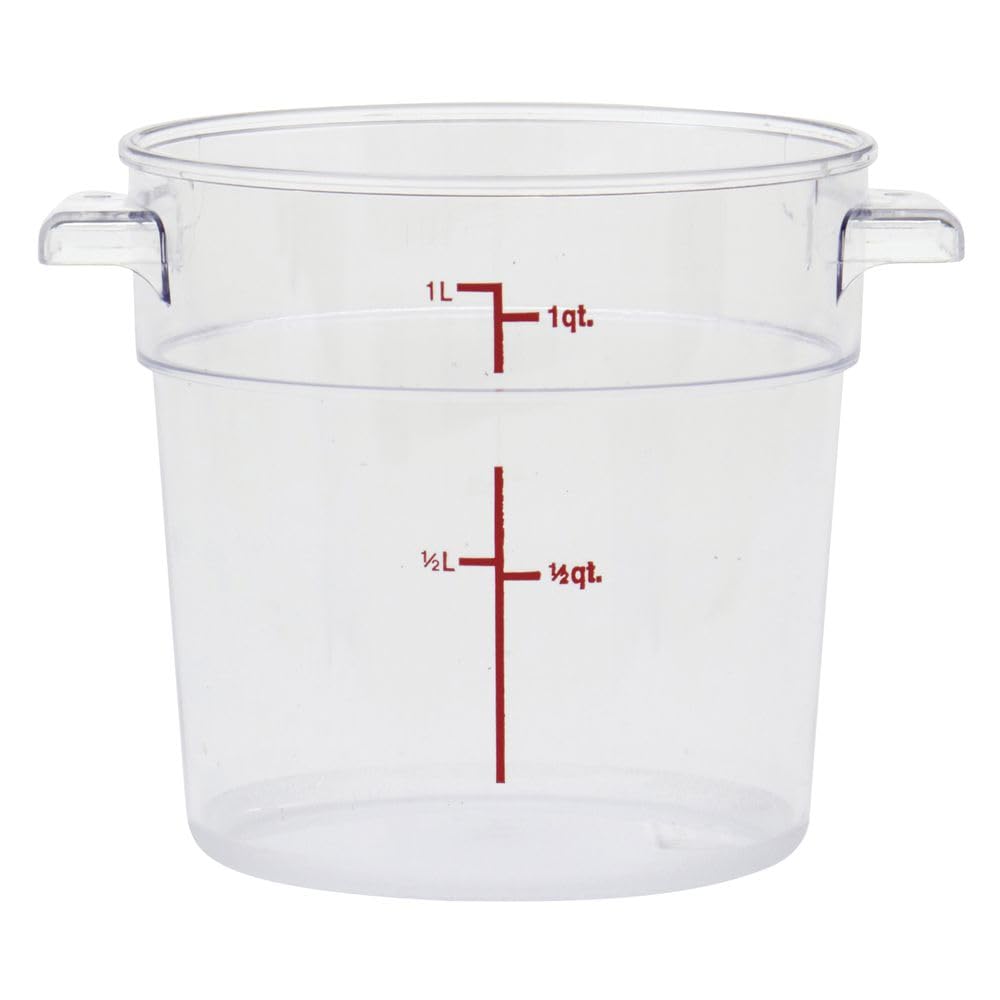 Clear Round Food Storage Container - 5" Dia x 5" D by HUBERT – Polycarbonate (PC), Clear, Model 0106001-PC