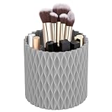 HOTUT 360° Drehbar Make Up Pinselhalter,Aesthetic Schminktisch Organizers,Schminktisch Organizer,Pinselhalter Kosmetik Aufbewahrung für Zimmer Decor Frisiertisch,Schlafzimmer,Badezimmer,Grau