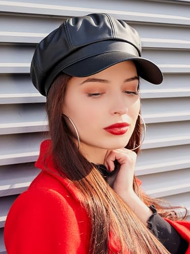 Set de 4 Gorras Newsboy de Cuero PU para Mujer miniatura 6