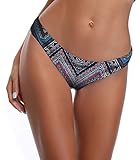 SHEKINI Damen Brazilian Triangel Gedruckt Niedrige Taille Sport Bikinihose Strandkleidung (Small, Bikinihosen-Weinrot)
