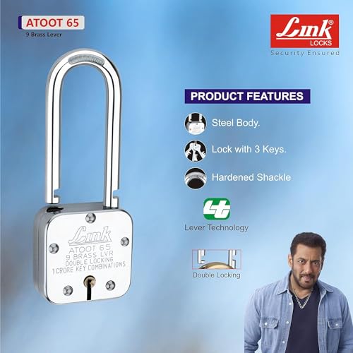 Cadenas anse longue en acier robuste Green Velly avec clés en argent