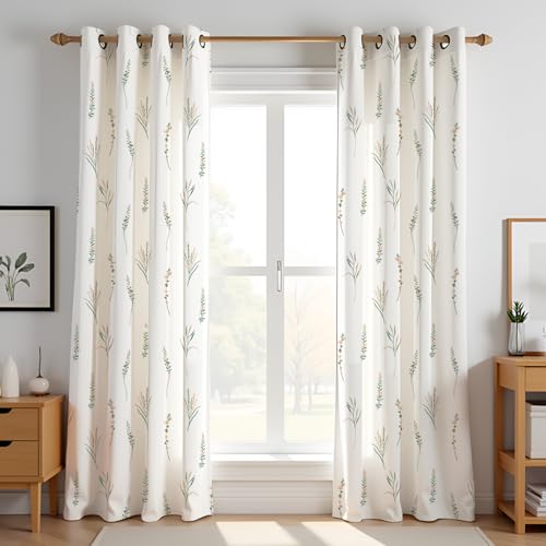 Image of HOMEMONDE Duck Curtain Long Door 9 Feet 1 Piece- Leaf Scape Printed Room Darkening Curtain with Eyelets - (108 in, Yellow & Green)