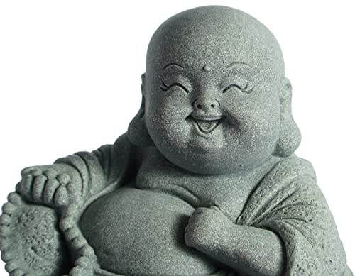 Little Buddha Statue for Home, Laughing Buddha Statue - Stone Meditation Zen Decor, Handmade Baby Buddha Figurine, Buda Indoor/Outdoor Aquarium Tank Desktop Decoration (Buddha Sculpture)