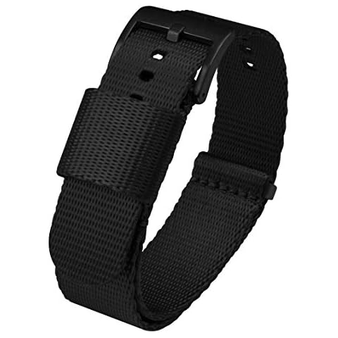 24mm Black - BARTON Elite NATO® Style Watch Strap - Black Buckle - Seat Belt Nylon Watch Bands Cover