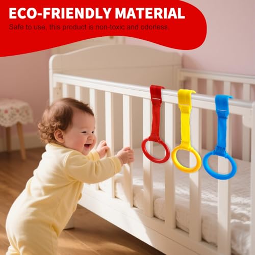 image for Rindion 3PCS Baby Pull Up Rings, Standing Walker Exercises Assistant R