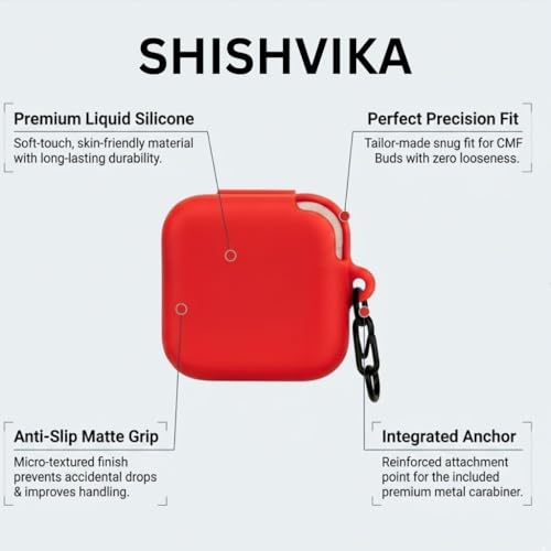 Image of SHISHVIKA Case Cover Compatible for CMF by Nothing Buds Pro 2 / Buds 2 Plus /Buds 2 (Orange, S - Pin)