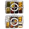 VOUKEN 2PCS Plastic Divided Serving Tray with Lid Snackle Box Charcuterie Container Portable Snack Platters Organizer for Candy, Fruits, Snacks, Nuts, for Party, Entertaining, Picnic (8 Compartment)