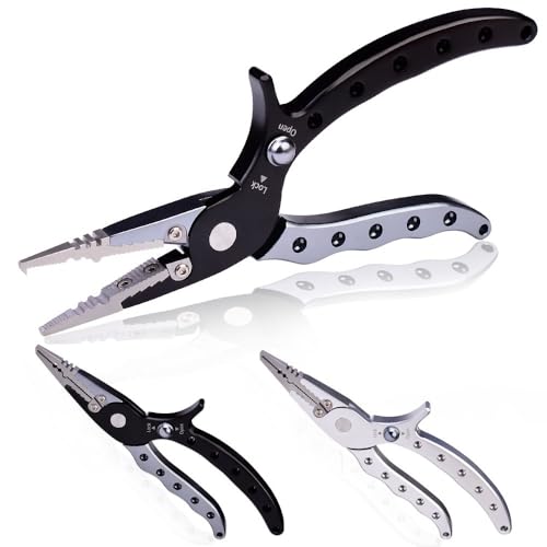 UAERSCH 1pcs Multifunctional Aluminum Alloy Fishing Pliers,Open Loop, Cut Fishhook, Fishing Tool, All for Fishing (Silver)