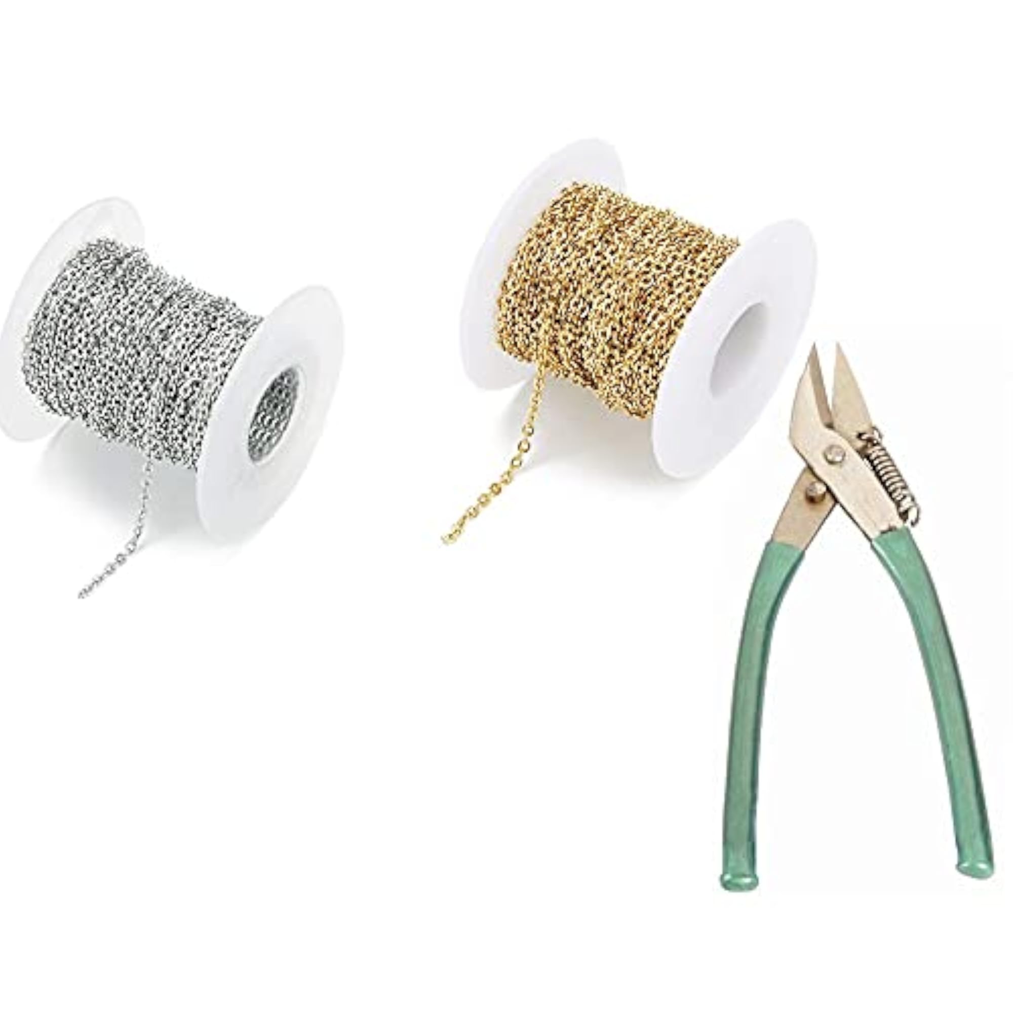 Combo of Silver and Golden Sitara Link Necklace Metal Chain for Jewelry Making