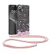 Produktbild kwmobile Hülle kompatibel mit Xiaomi 11 Lite (5G) NE/Mi 11 Lite (5G) - Silikon Handyhülle mit Kette - Rosa Dunkelbraun Transparent Kirschblütenblätter