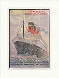 Biller Antik S.S. Paris French Line Paquebot Impression sur toile de luxe 227