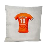 UNIGIFT Personalisiertes Geschenk - Blackpool Town Fan 40x40 cm Kissenbezug Premium Leinenoptik (Tangerine Fußball Jersey Design) Benutzerdefinierter Name Sofakissen Fall - Fylde Coast FY1 Club