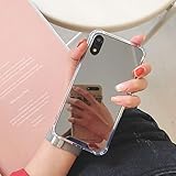 MURMAZ iPhone XR case Mirror case with [Reinforced Corner] Hard Back+Soft Rubber Bumper [Shockproof] Protective case Cover for Girls Woman Makeup Touch up and Back Camera Selfies (Mirror XR-6.1)