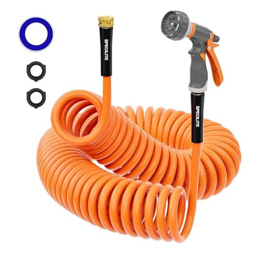 SPECILITE Garden Hose 75 ft x 5/8 in Heavy Duty, Flexible and Lightweight Water Hose, Burst 600 psi, Kink-less Hybrid Rubber Hose for Backyard, 3/4'' Brass Fittings
