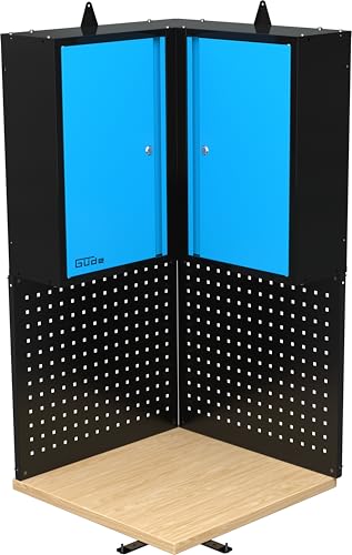 Güde Werkstatt Set (3-teilig, Arbeitsplatte, Lochwand Eckwandschrank, 2 Türen, 2 Fachböden, abschließbar) blau 40468