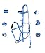 TECHIFY Horse Endurance Halter Bridle Reins with Breast Plate Set Equestrian Tack Breast Chest Plate Halter Bridle Bridled Free Custom Name Plate (SkyBlue, Full)