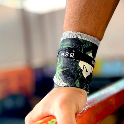 Image of Wrist Wraps for Calisthenics & Weightlifting - Heavy Duty Wrist Support & Stability (Leafy Rush)