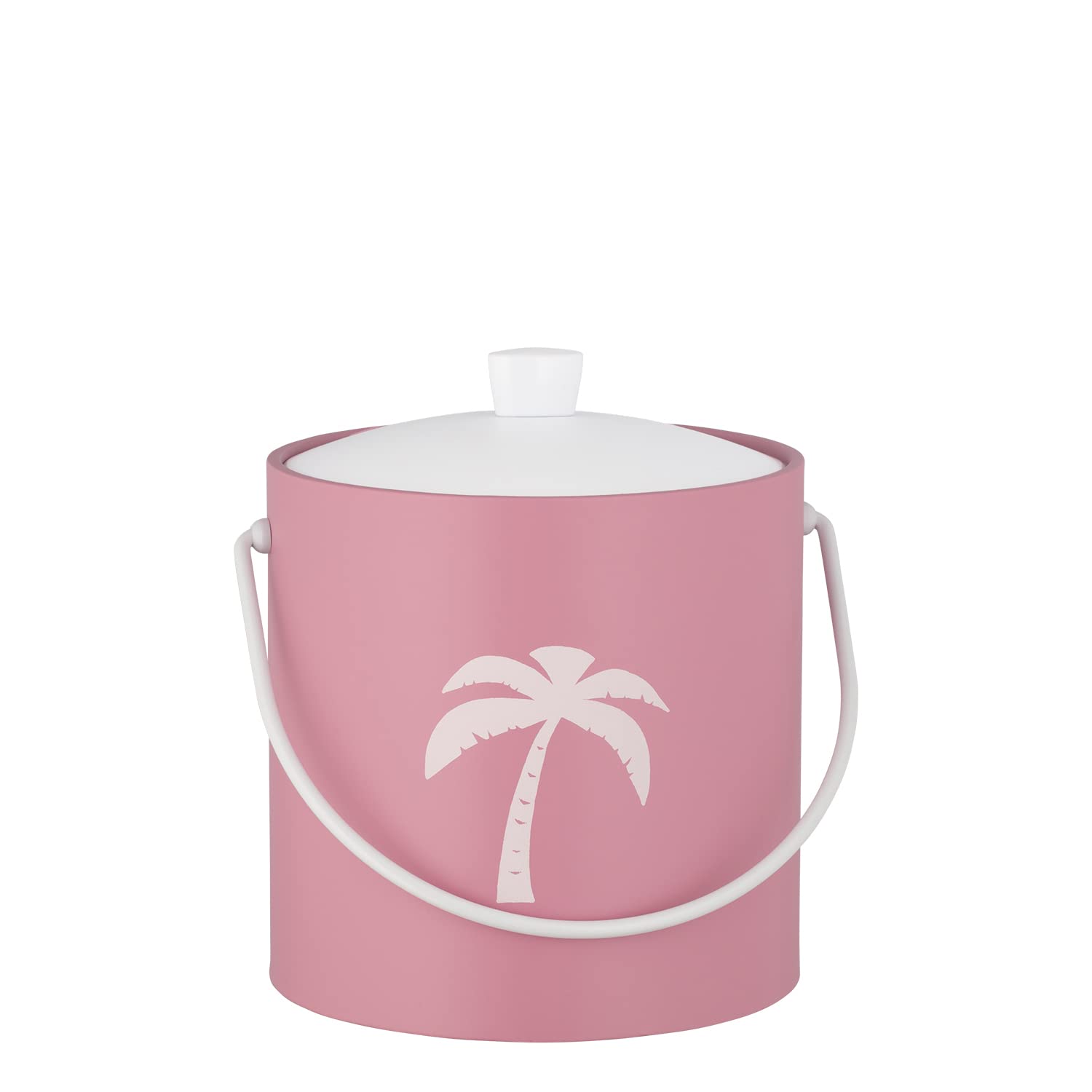 Kraftware Pastimes Collection 3qt Ice Bucket, Palm Tree, Pink Cubo de Hielo de 3 Cuartos, Piel sintética, Rosa