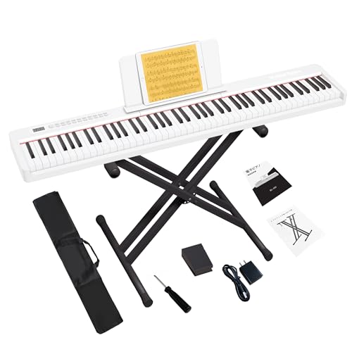 Amazon | KIMFBAY 電子ピアノ 88鍵盤スタンド付き 軽量 ポータブル 